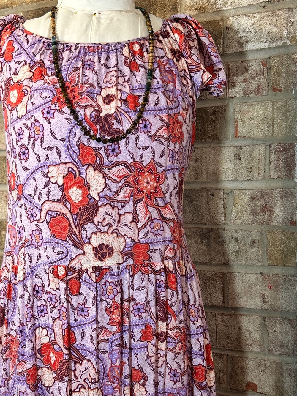 Knox Rose Floral Tiered Ankle Length Maxi Dress L WITH POCKETS